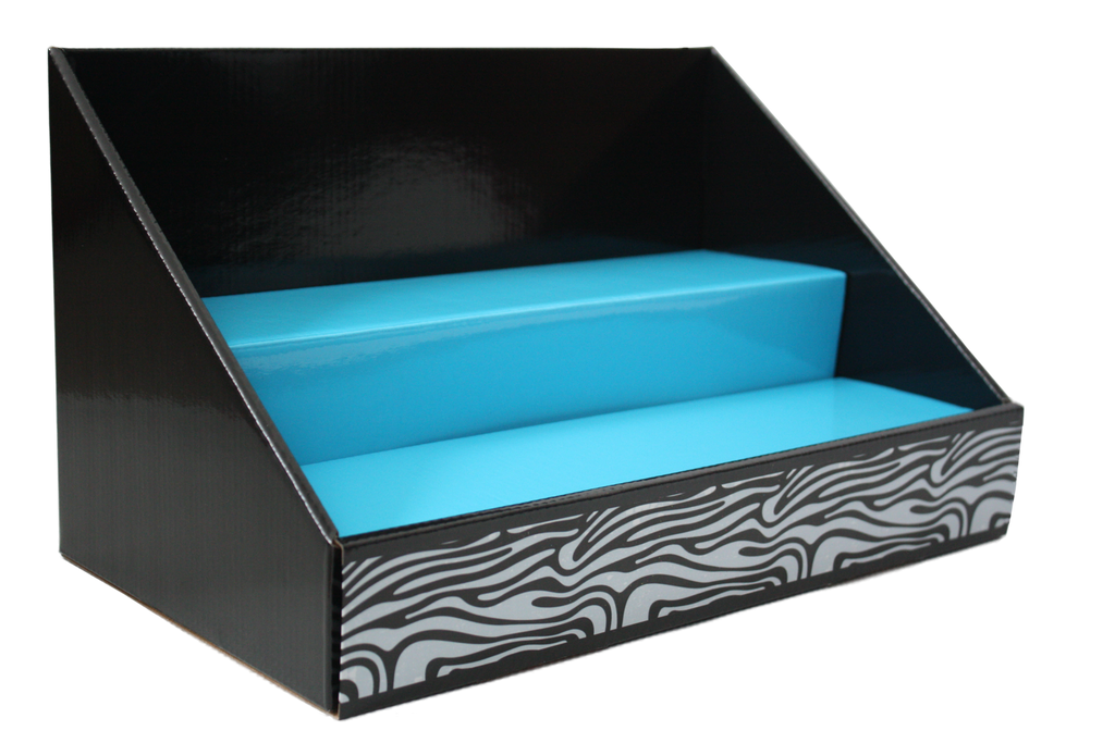 Cardboard Counter Display Black with Blue Insert / Black and White Zebra