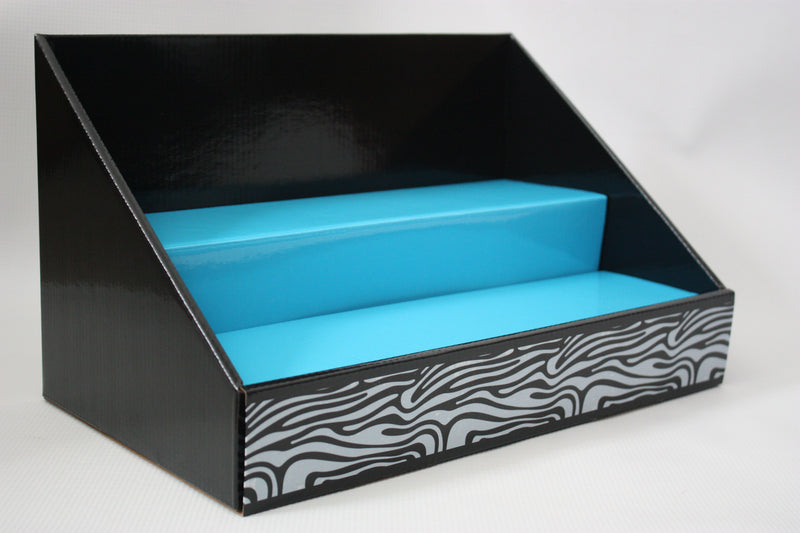 Cardboard Counter Display Black with Blue Insert / Black and White Zebra