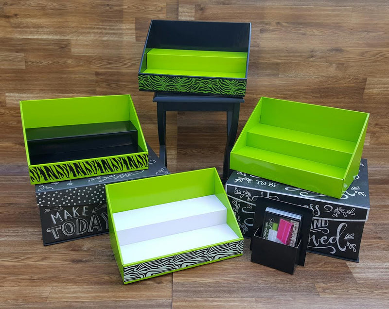Cardboard Counter Display - Lime Green - Black Zebra Design