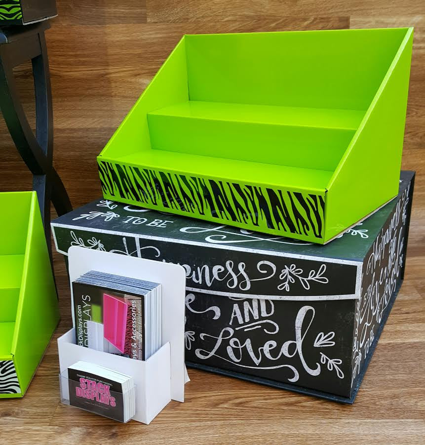 Cardboard Counter Display - Lime Green - Black Zebra Design