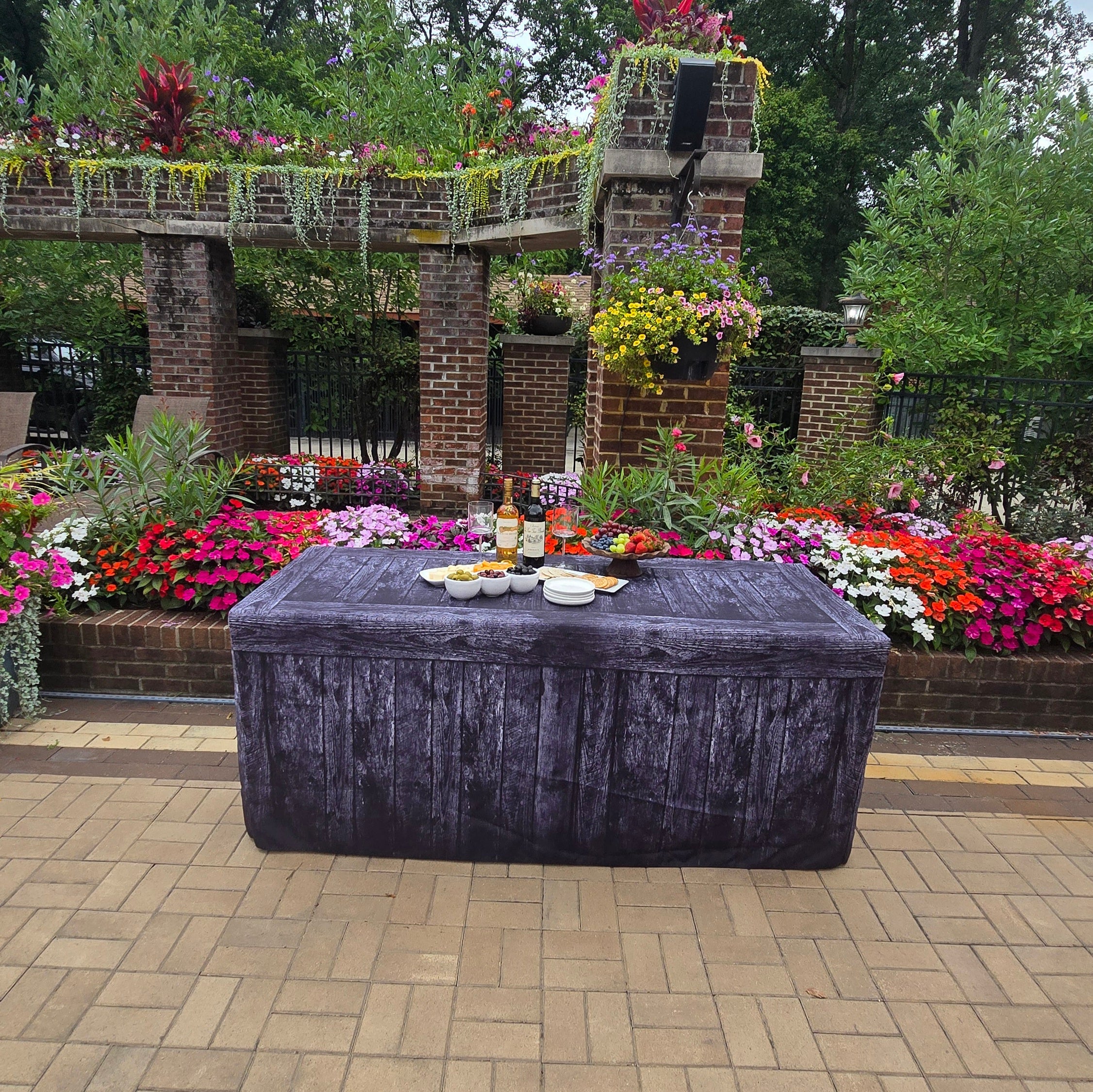 Black Wood Fabric Fitted Table Cover to Cover Folding Tables at Events