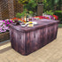Dark Brown Wood Look Fitted Table Cover for outdoor or indoor events with a rustic theme.