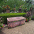 Faux Wood Fitted Table Cover with Rustic Oak and botanical design placed on plastic folding tables for events.