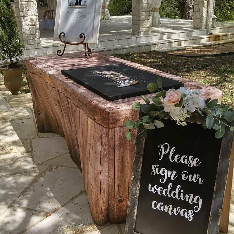 Rustic Oak fabric fitted table cover that looks like wood for folding tables at events, weddings, farmer's markets or craft shows.