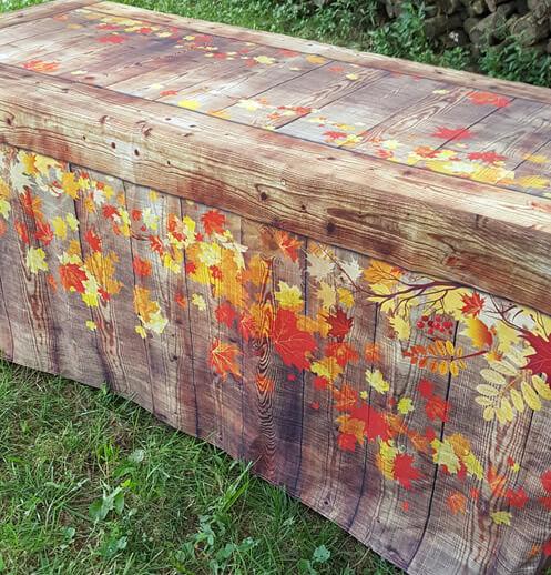 Fall Fitted Table Covers for Craft Shows and Rustic Weddings