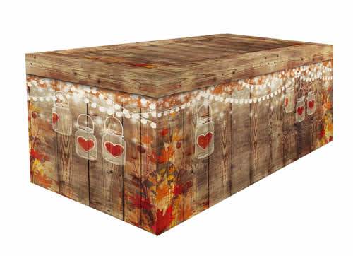 FITTED TABLE COVER - BARNWOOD FALL MASON JARS