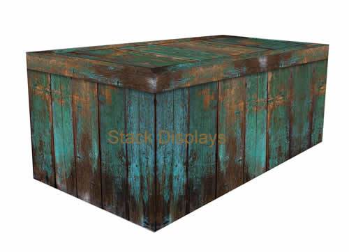 FITTED TABLE COVER - TEAL PATINA WOOD