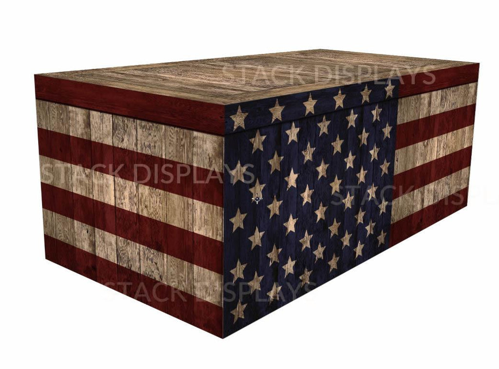 Fitted Table Cover - US Flag Wood Crate