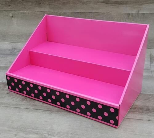 Cardboard Counter Display - Pink / Black Polka Dot Design