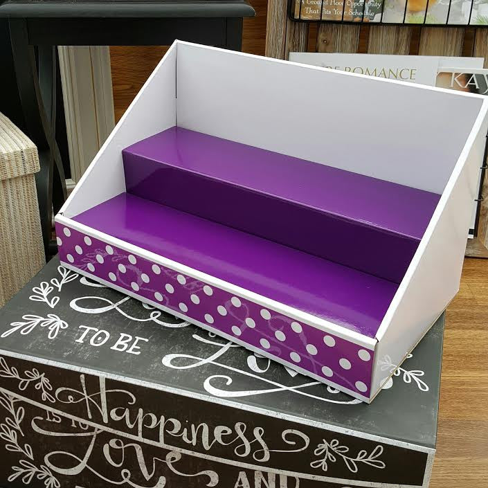 White Display | Purple Insert | Purple Polka Dot Design