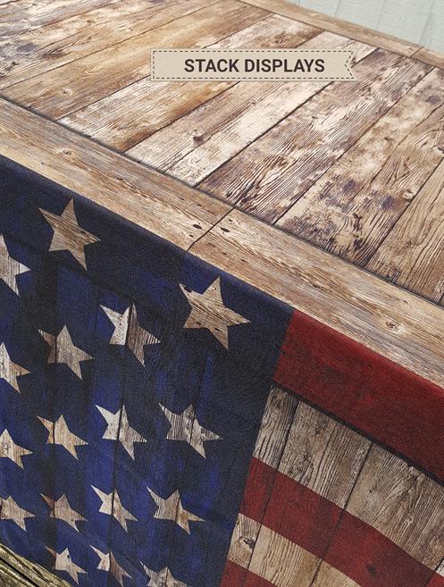 Fitted Table Cover - US Flag Wood Crate