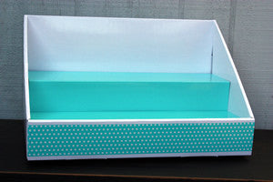 White Display | Teal Insert | Teal Polka Dot Design