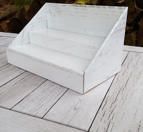 Cardboard Counter Display - Shabby Chic White Wood